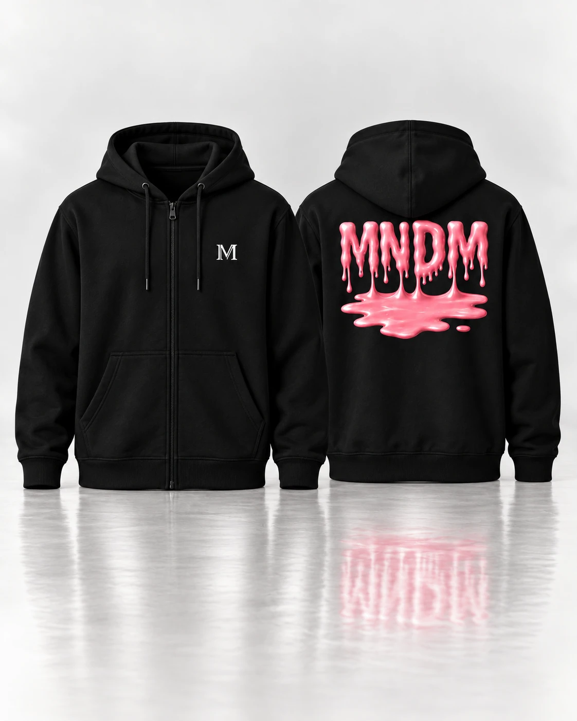 Zip hoodie / Pink — Чёрный
