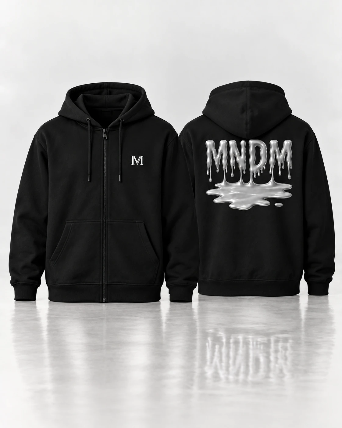 Zip hoodie / Silver — Чёрный